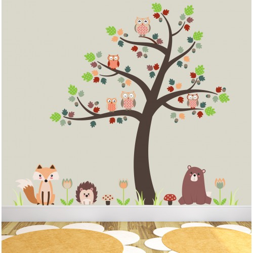Woodland Animal Nursery Wall Stickers for Baby Boys or Girls Nursery