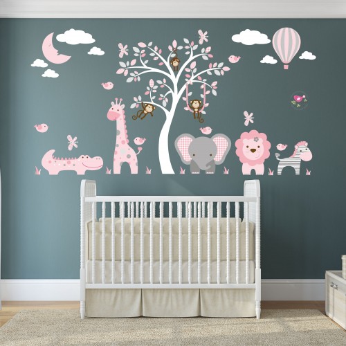 Jungle Animal Nursery Wall Art Stickers - Baby Nursery Wall Art Stickers