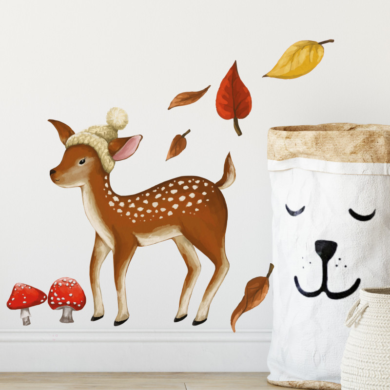 Watercolour Woodland Animal Nursery Wall Stickers for Unisex Baby\'s Room