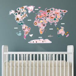 Girls Map of the World Wall...